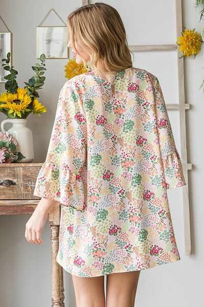 Heimish Full Size Multi Color Floral Open Cardigan Plus Size - Bitsy Gypsy Boutique