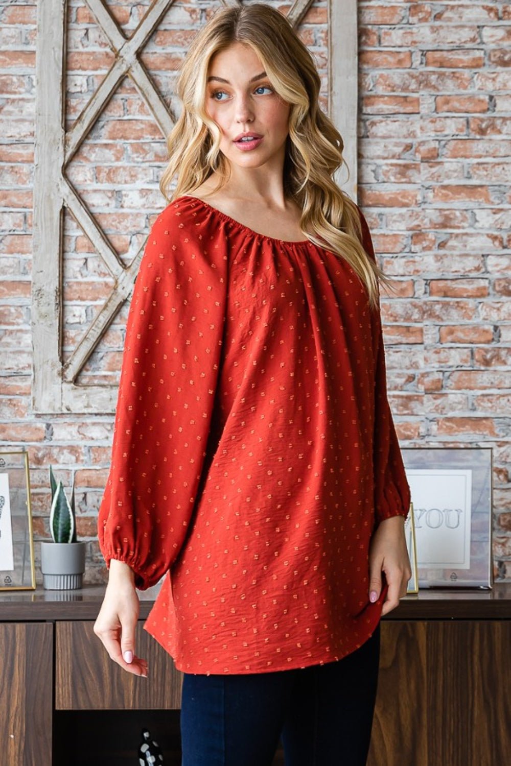 Heimish Full Size Swiss Dot Off Shoulder Top - Bitsy Gypsy Boutique