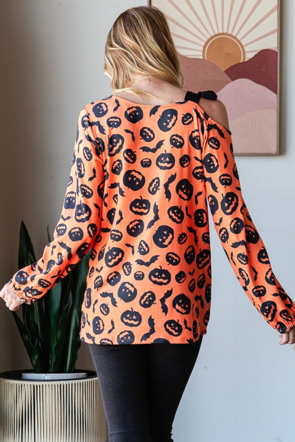 Heimish Pumpkin Print One Shoulder T-Shirt - Bitsy Gypsy Boutique