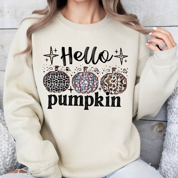 Hello pumpkin women's retro fall sweastshirt - Bitsy Gypsy Boutique