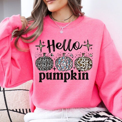 Hello pumpkin women's retro fall sweastshirt - Bitsy Gypsy Boutique