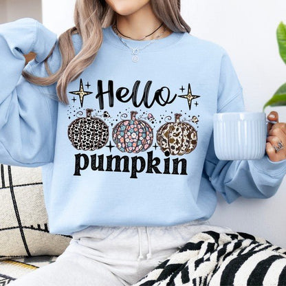Hello pumpkin women's retro fall sweastshirt - Bitsy Gypsy Boutique
