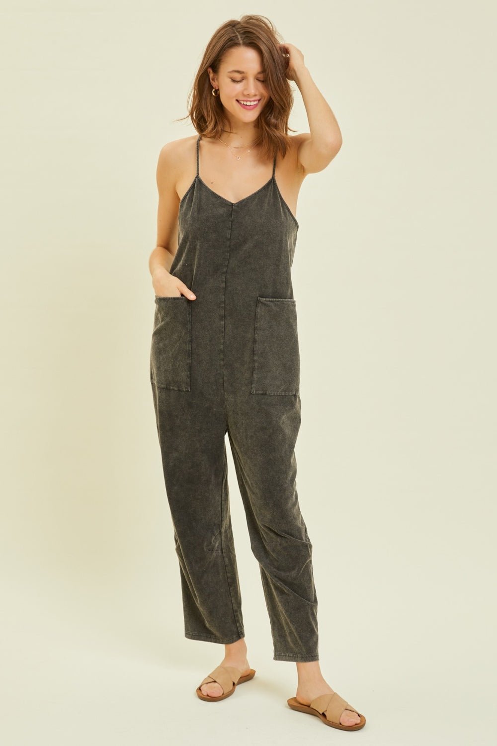 HEYSON Full Size Mineral-Washed Oversized Jumpsuit with Pockets - Bitsy Gypsy Boutique