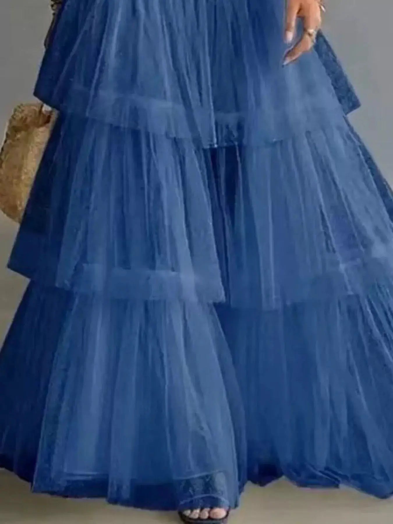 High-Waisted Button-Front Denim and Tulle Maxi Skirt - Bitsy Gypsy Boutique