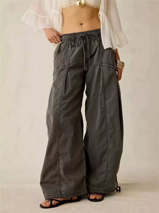 High-Waisted Cargo Wide-Leg Pants by Trendsi