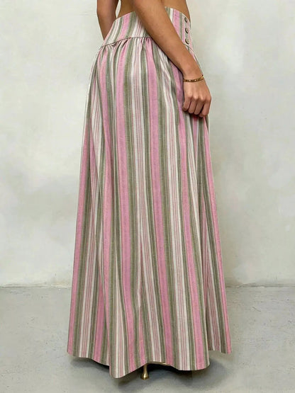 High-Waisted Striped Wide-Leg Casual Pants - Bitsy Gypsy Boutique