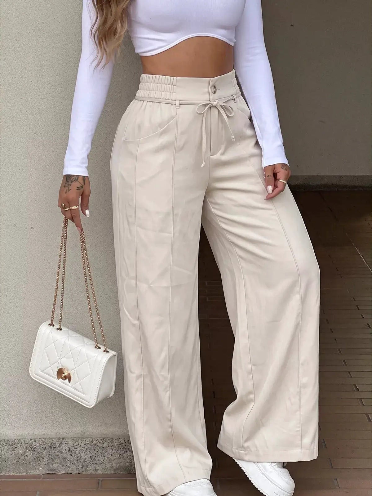 High-Waisted Wide-Leg Pants by Trendsi