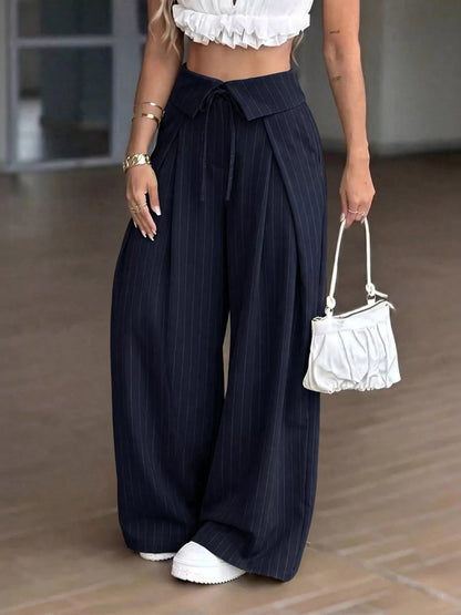 High-Waisted Wide-Leg Pinstripe Pants - Bitsy Gypsy Boutique