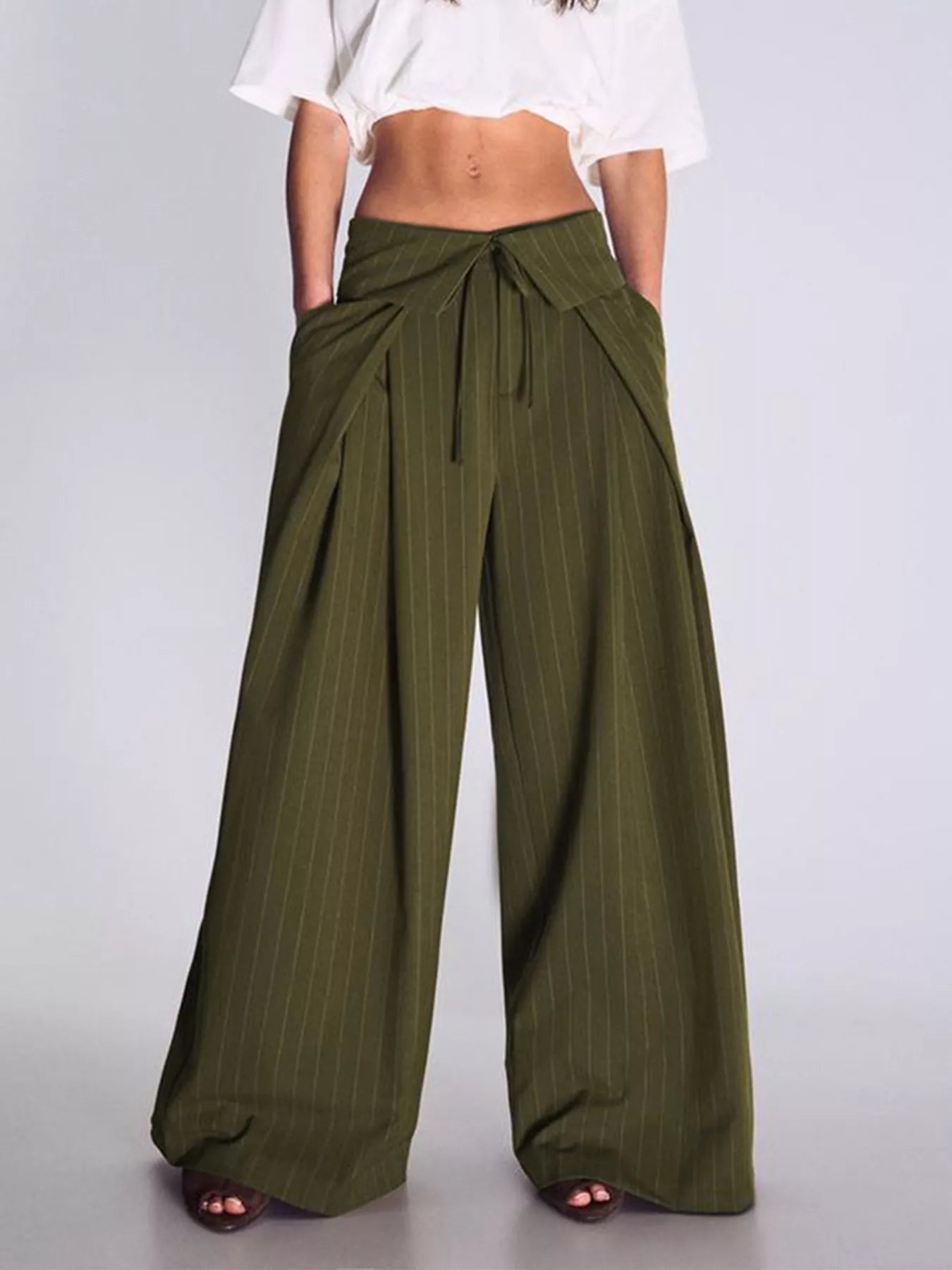 High-Waisted Wide-Leg Pinstripe Pants - Bitsy Gypsy Boutique