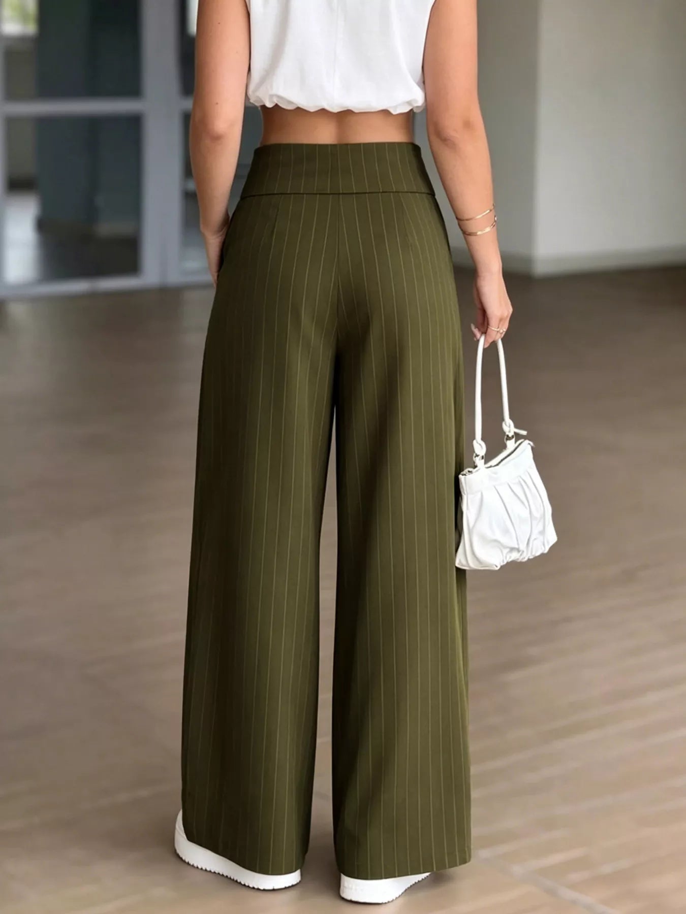 High-Waisted Wide-Leg Pinstripe Pants - Bitsy Gypsy Boutique