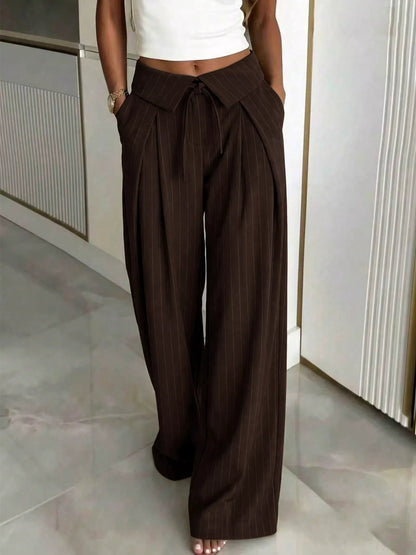 High-Waisted Wide-Leg Pinstripe Pants - Bitsy Gypsy Boutique