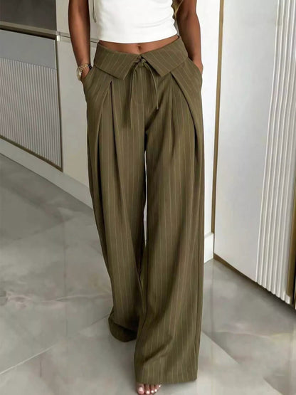 High-Waisted Wide-Leg Pinstripe Pants - Bitsy Gypsy Boutique
