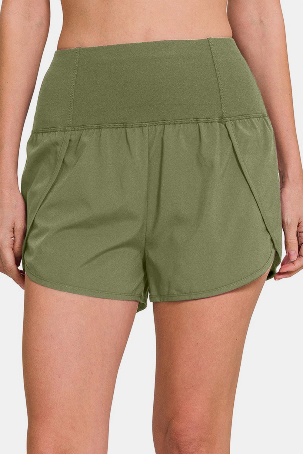 High - Waisted Zippered Back Pocket Active Shorts - Bitsy Gypsy Boutique