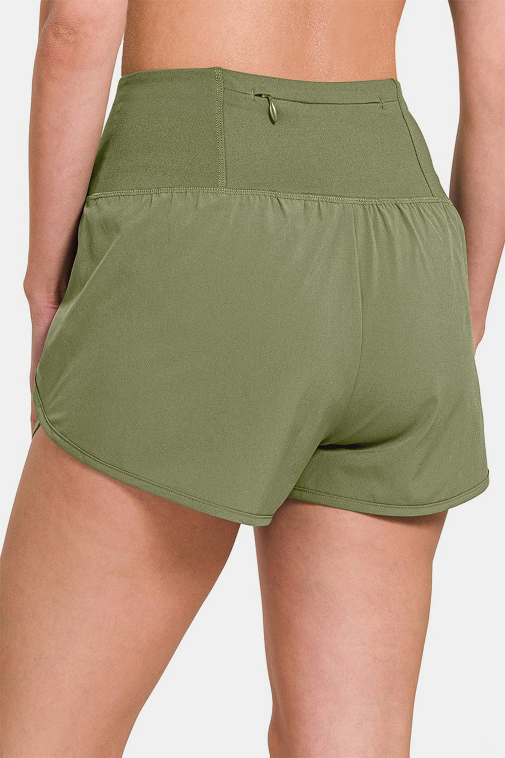 High - Waisted Zippered Back Pocket Active Shorts - Bitsy Gypsy Boutique