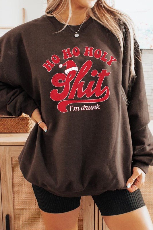Ho Ho Ho Holy Shit Graphic Fleece Sweatshirts - Bitsy Gypsy Boutique
