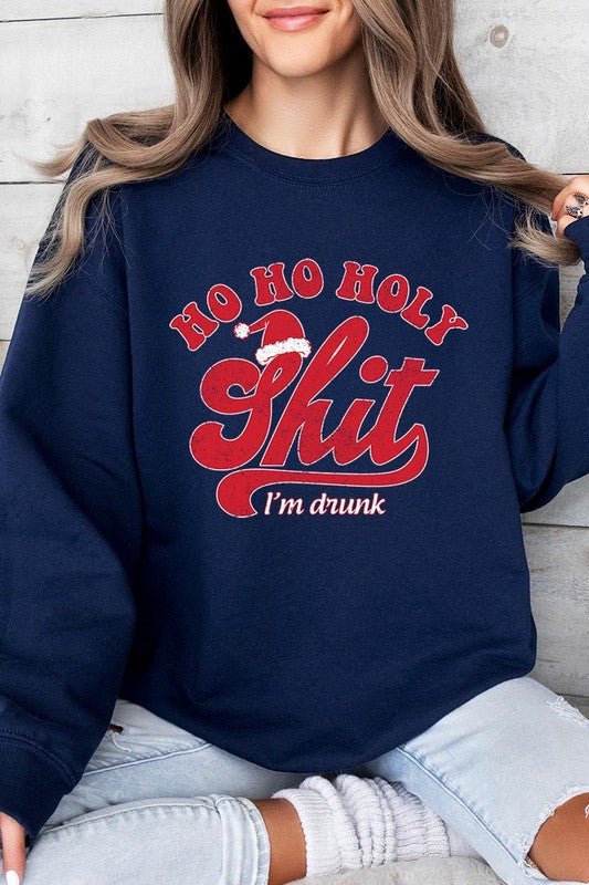 Ho Ho Ho Holy Shit Graphic Fleece Sweatshirts - Bitsy Gypsy Boutique