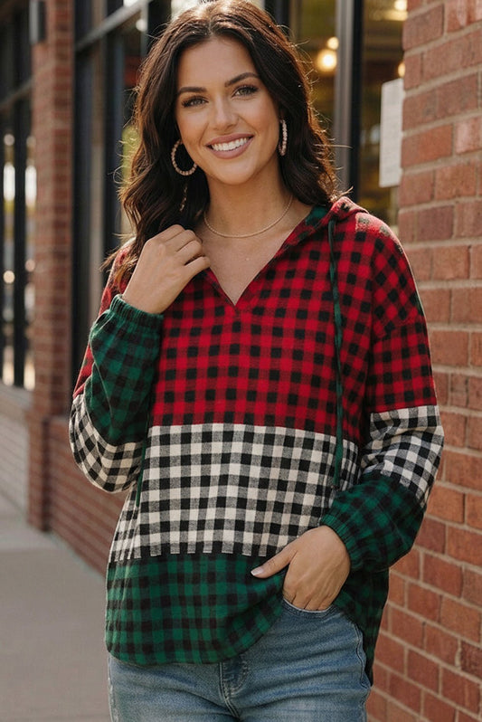 Holiday Cheer Check Hoodie - Bitsy Gypsy Boutique