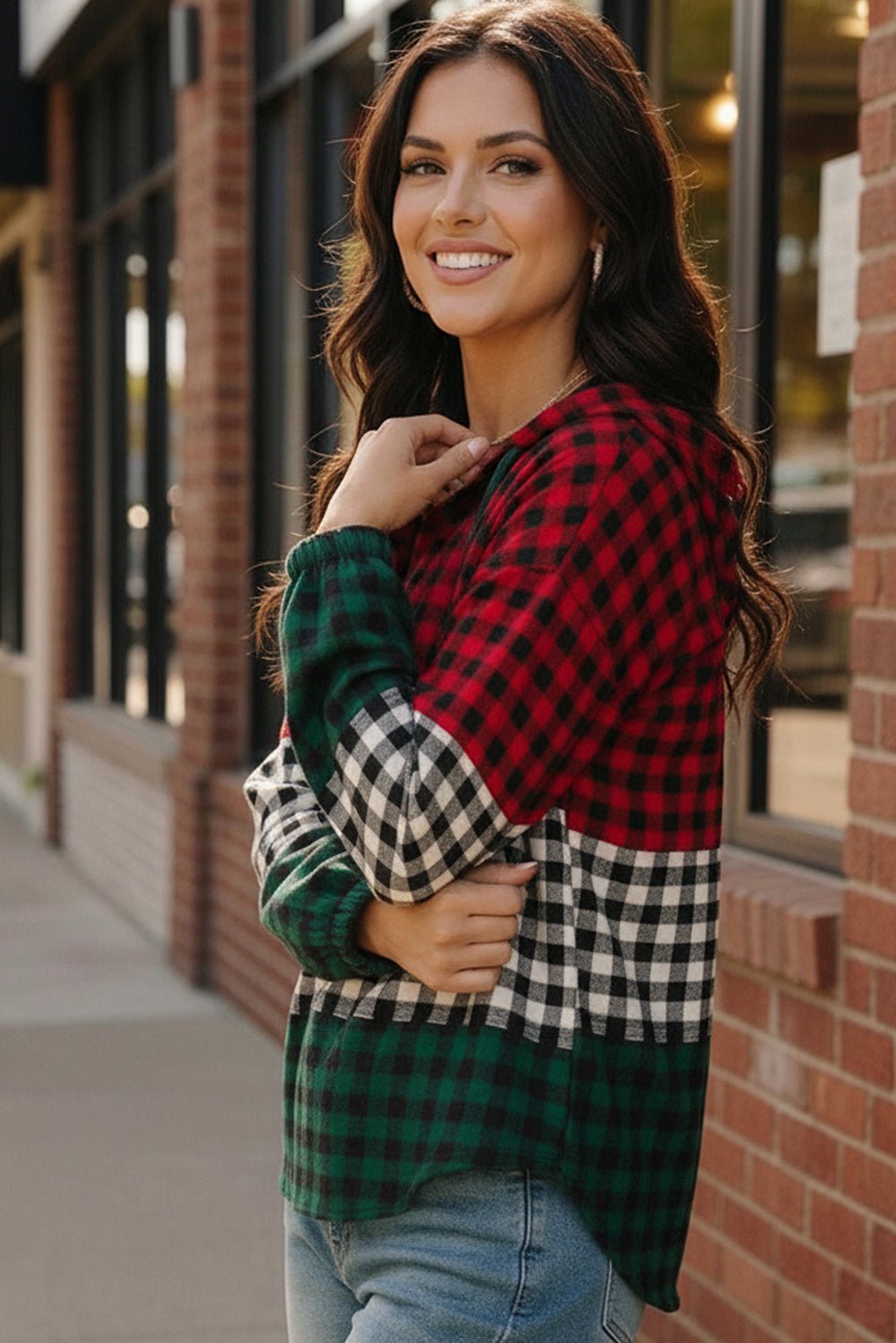 Holiday Cheer Check Hoodie - Bitsy Gypsy Boutique