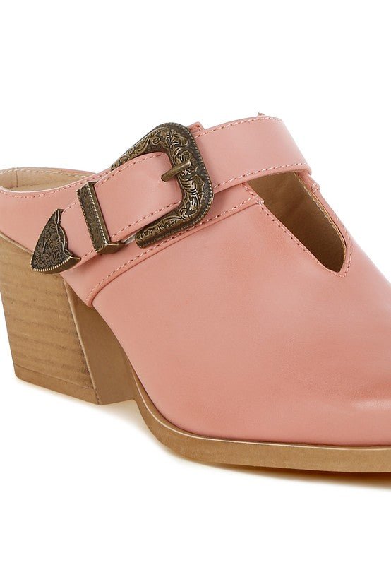 Holler Carved Buckle Statement Mules - Bitsy Gypsy Boutique