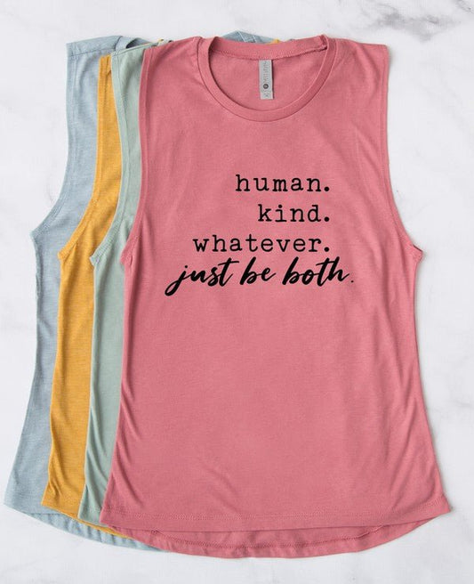 Human. Kind. Whatever. Just be Both Graphic Tank - Bitsy Gypsy Boutique