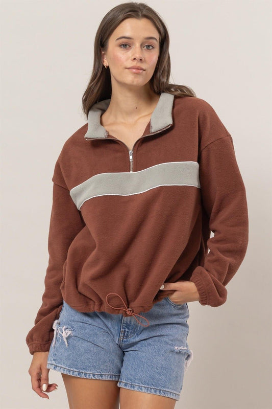 HYFVE Fleece Color Block Half Zip Sweatshirt - Bitsy Gypsy Boutique