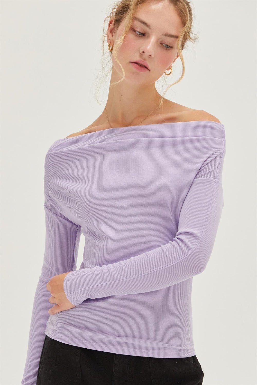 HYFVE Off Shoulder Ribbed Knit Top - Bitsy Gypsy Boutique