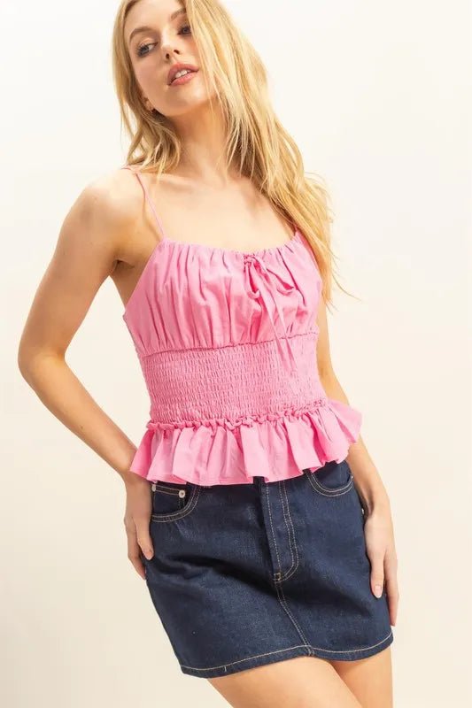 HYFVE Poplin Smocked Waist Summery Cami Top - Bitsy Gypsy Boutique