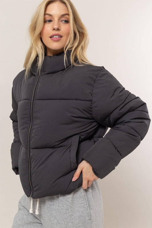 HYFVE Quilted Back Drawstring Puffer Jacket - Bitsy Gypsy Boutique