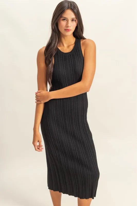 HYFVE Round Neck Bodycon Ribbed Knit Dress - Bitsy Gypsy Boutique