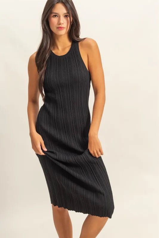 HYFVE Round Neck Bodycon Ribbed Knit Dress - Bitsy Gypsy Boutique