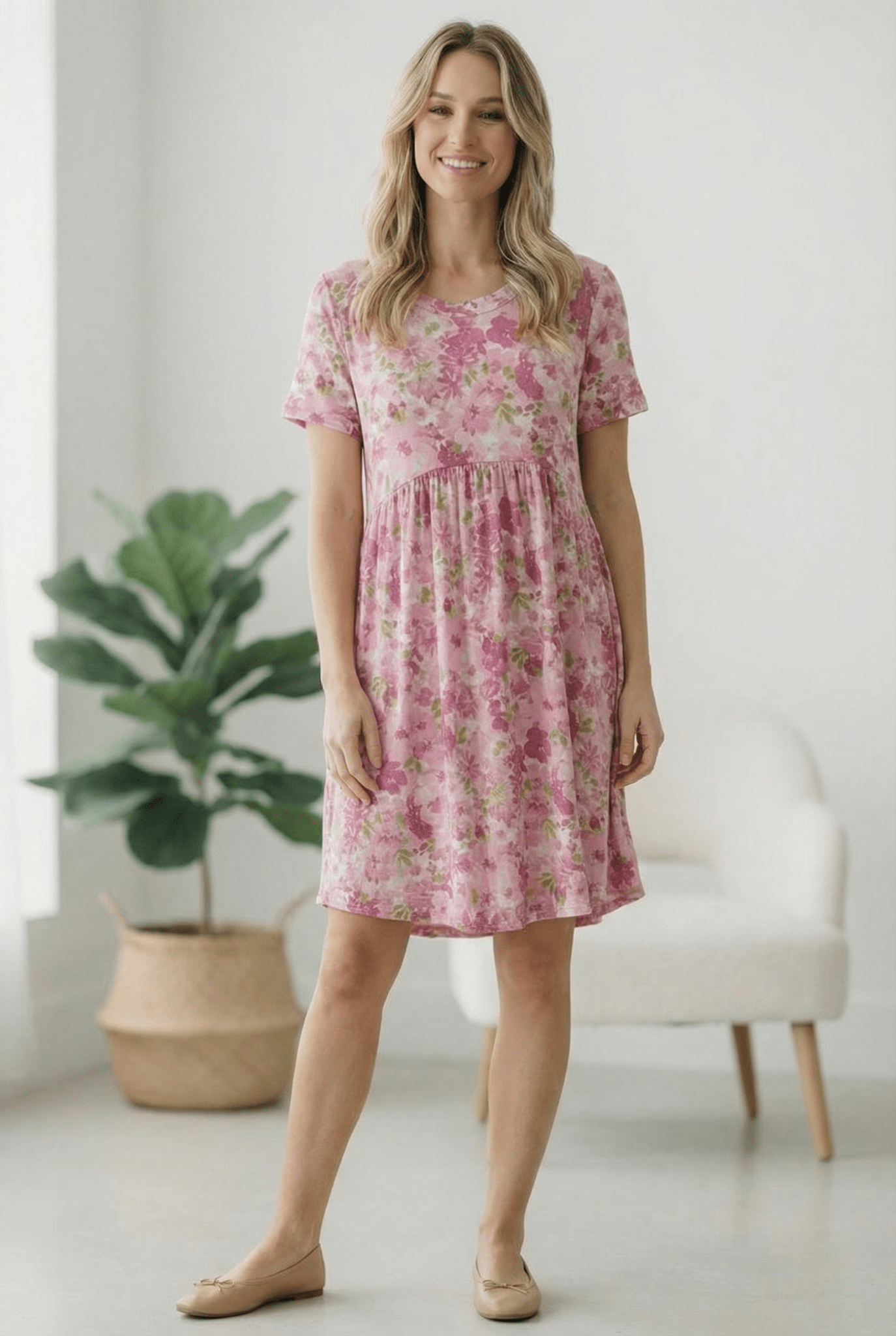 In the Sunshine Fuchsia Babydoll Dress - Bitsy Gypsy Boutique
