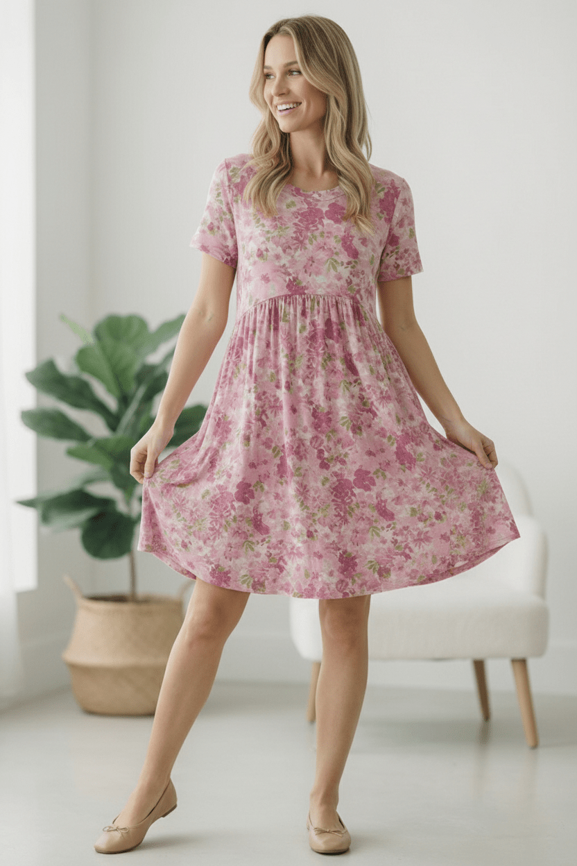 In the Sunshine Fuchsia Babydoll Dress - Bitsy Gypsy Boutique