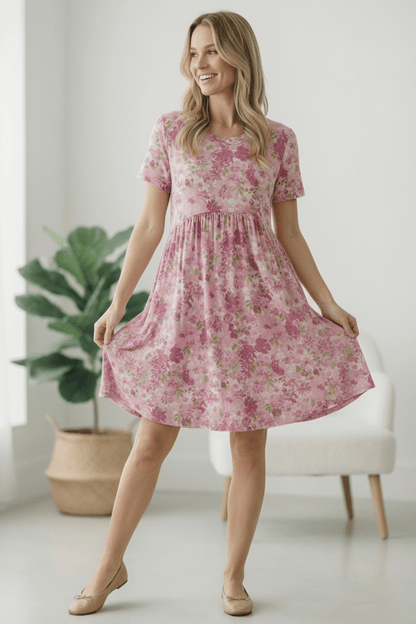 In the Sunshine Fuchsia Babydoll Dress - Bitsy Gypsy Boutique