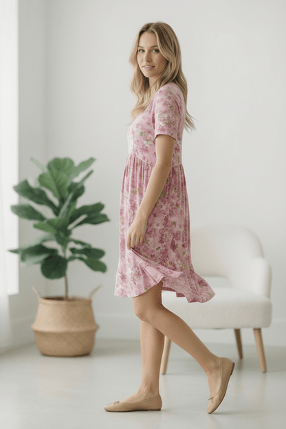In the Sunshine Fuchsia Babydoll Dress - Bitsy Gypsy Boutique