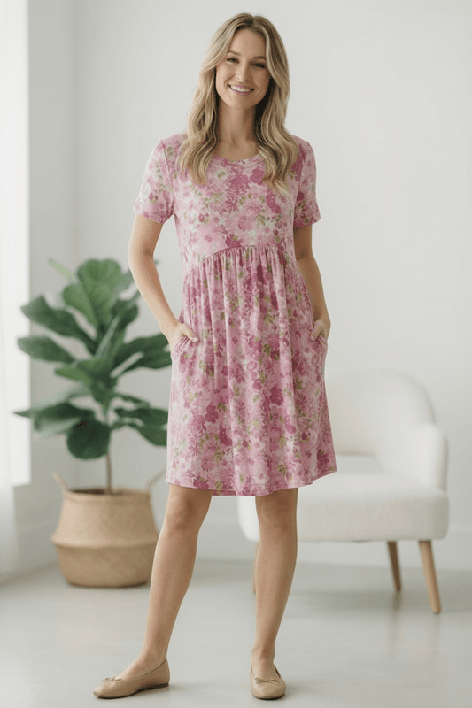 In the Sunshine Fuchsia Babydoll Dress - Bitsy Gypsy Boutique