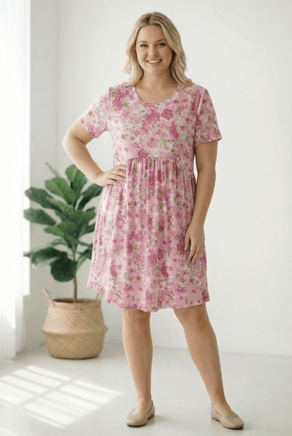 In the Sunshine Fuchsia Babydoll Dress - Bitsy Gypsy Boutique