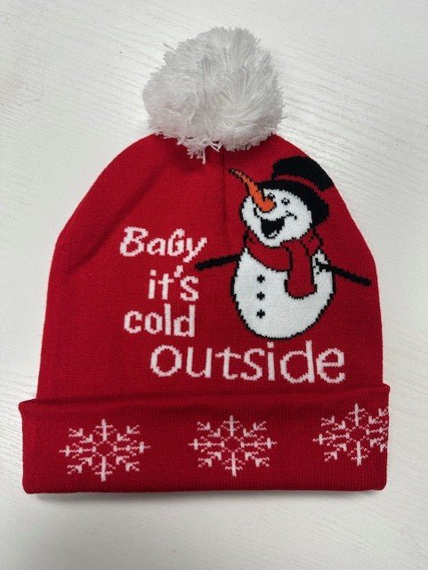 "It's Cold Outside" Snowman Pom - Pom Snowflake Beanie - Bitsy Gypsy Boutique