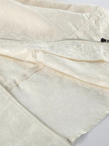 Jacquard Bomber Jacket with Drawstring Waist - Bitsy Gypsy Boutique
