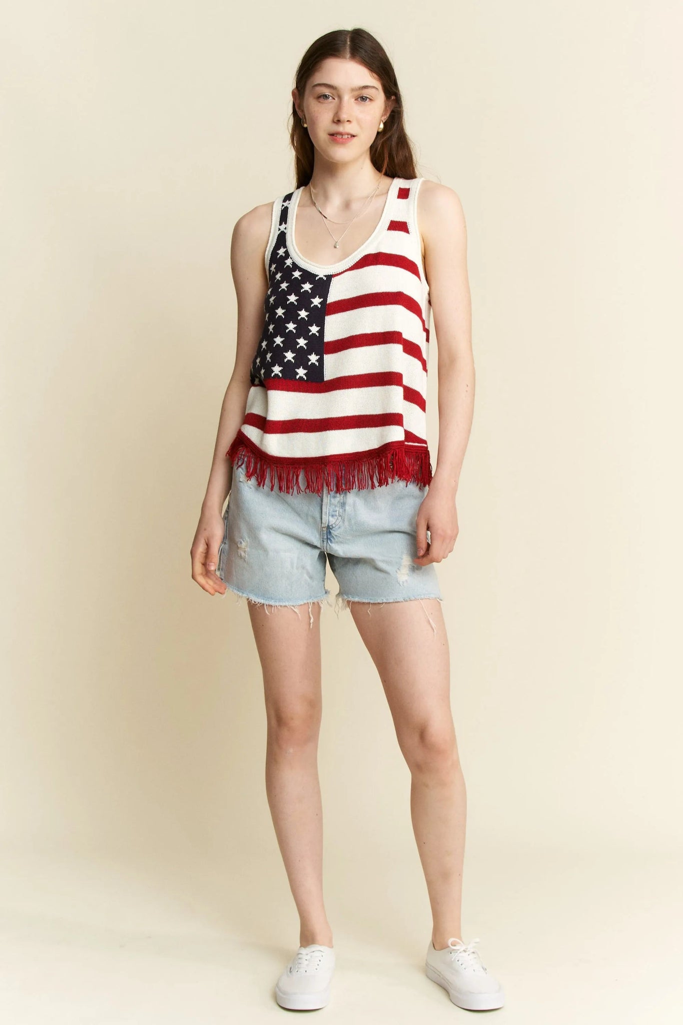 Jade By Jane American Flag Fringe Tank Top - Bitsy Gypsy Boutique