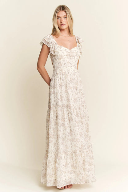 Jade By Jane Full Size Ruffle Sleeve Tiered Maxi Dress - Bitsy Gypsy Boutique