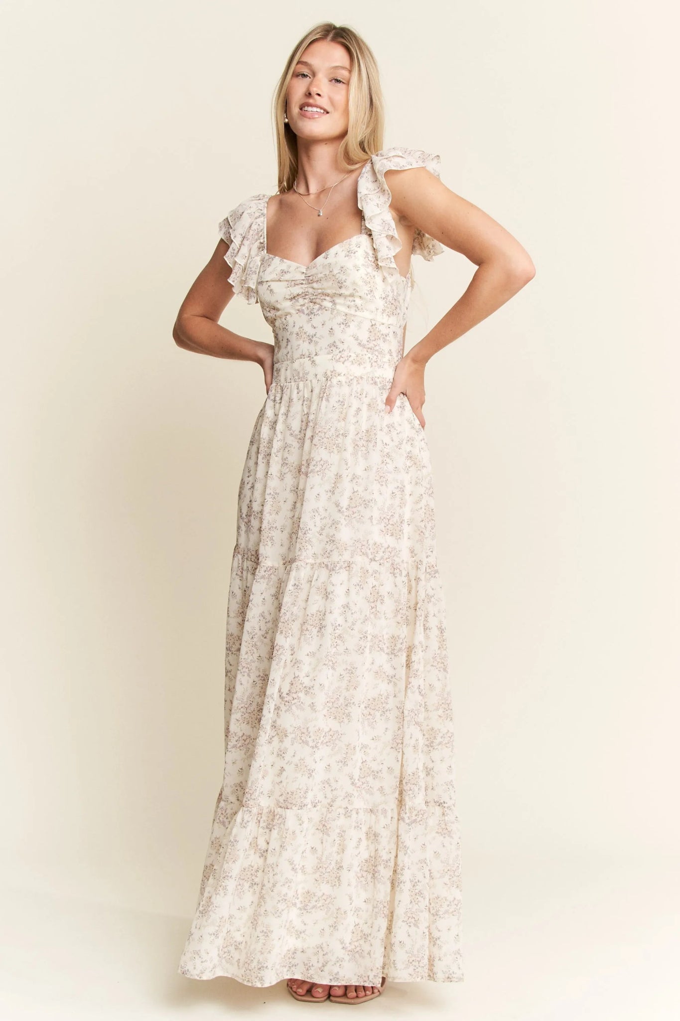 Jade By Jane Full Size Ruffle Sleeve Tiered Maxi Dress - Bitsy Gypsy Boutique