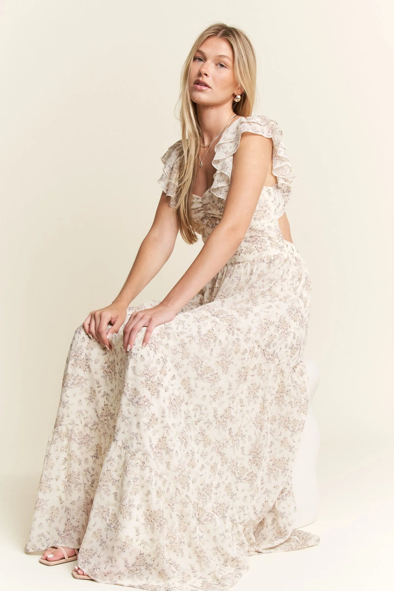 Jade By Jane Full Size Ruffle Sleeve Tiered Maxi Dress - Bitsy Gypsy Boutique