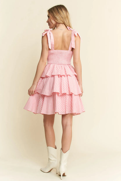 Jade By Jane Gingham Tiered Mini Dress - Bitsy Gypsy Boutique