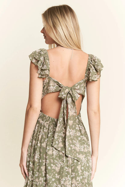 Jade By Jane Ruffle Sleeve Tiered Maxi Dress - Bitsy Gypsy Boutique