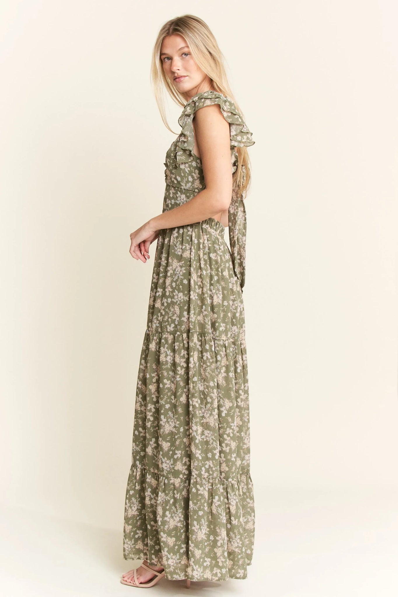 Jade By Jane Ruffle Sleeve Tiered Maxi Dress - Bitsy Gypsy Boutique