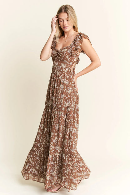 Jade By Jane Ruffle Sleeve Tiered Maxi Dress - Bitsy Gypsy Boutique