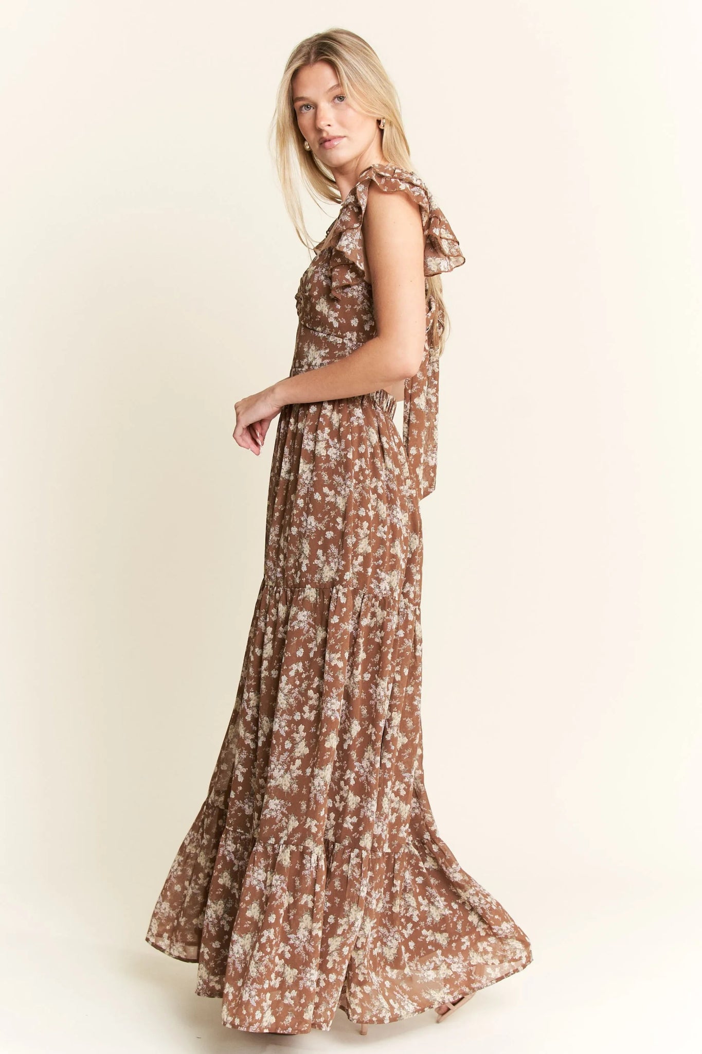 Jade By Jane Ruffle Sleeve Tiered Maxi Dress - Bitsy Gypsy Boutique