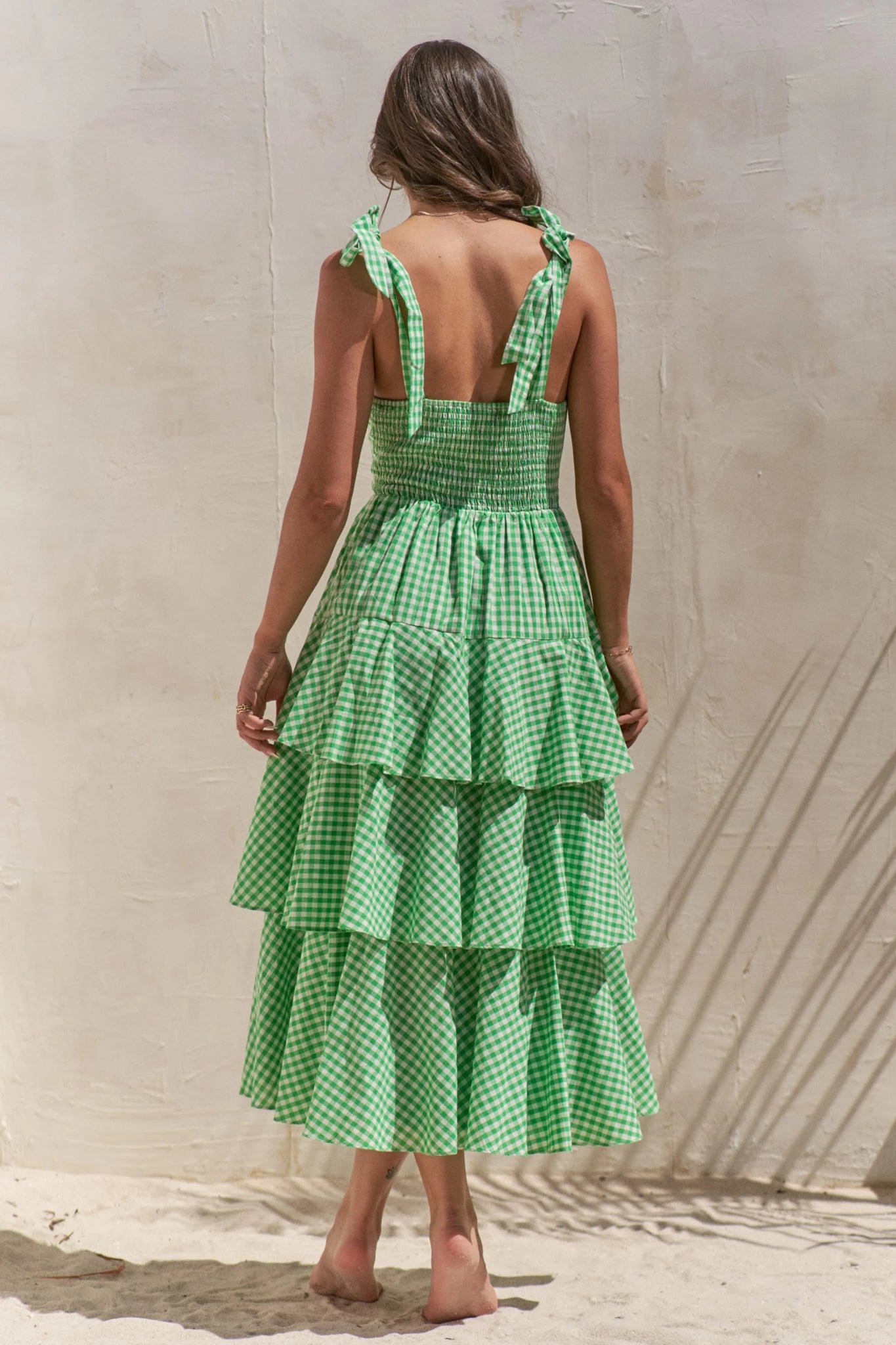 Jade By Jane Sleeveless Gingham Print Tiered Midi Dress - Bitsy Gypsy Boutique