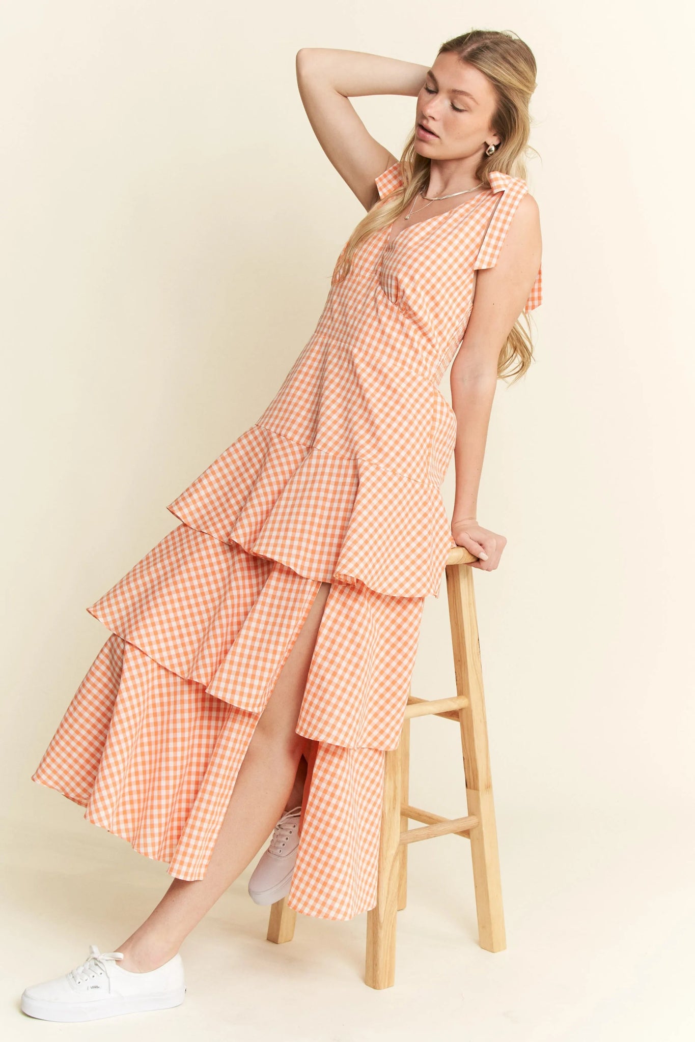 Jade By Jane Sleeveless Gingham Print Tiered Midi Dress - Bitsy Gypsy Boutique