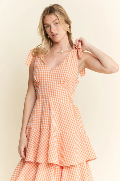 Jade By Jane Sleeveless Gingham Print Tiered Midi Dress - Bitsy Gypsy Boutique